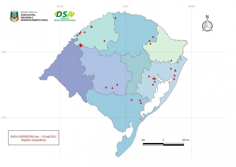mapa foco de raiva herbívora outubro 2021